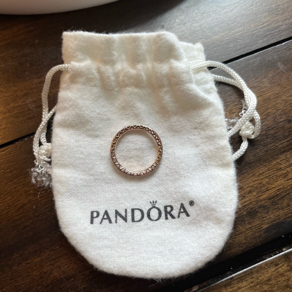 PANDORA Jewelry Sparkle and Hearts Cubic Zirconia Ring in Rose